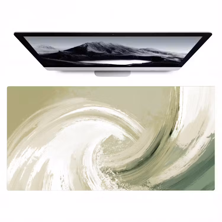 Bureau onderlegger - Abstract - Penseelstreken - Golven - Groen — 1