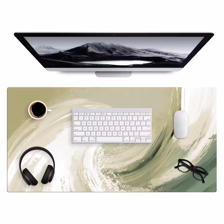 Bureau onderlegger - Abstract - Penseelstreken - Golven - Groen — 4