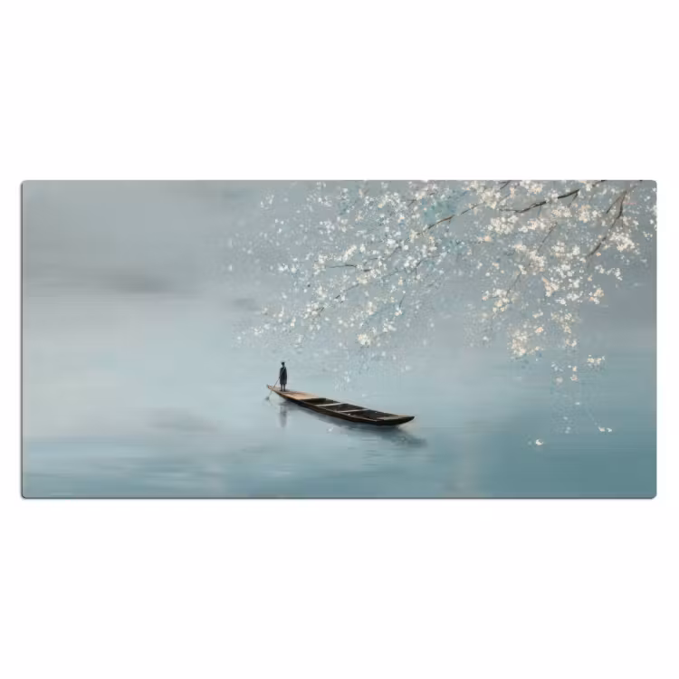 Bureau onderlegger - Bloesems - Minimalistisch - Wateroppervlak - Boot — 2