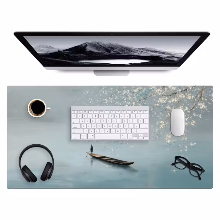 Bureau onderlegger - Bloesems - Minimalistisch - Wateroppervlak - Boot — 4