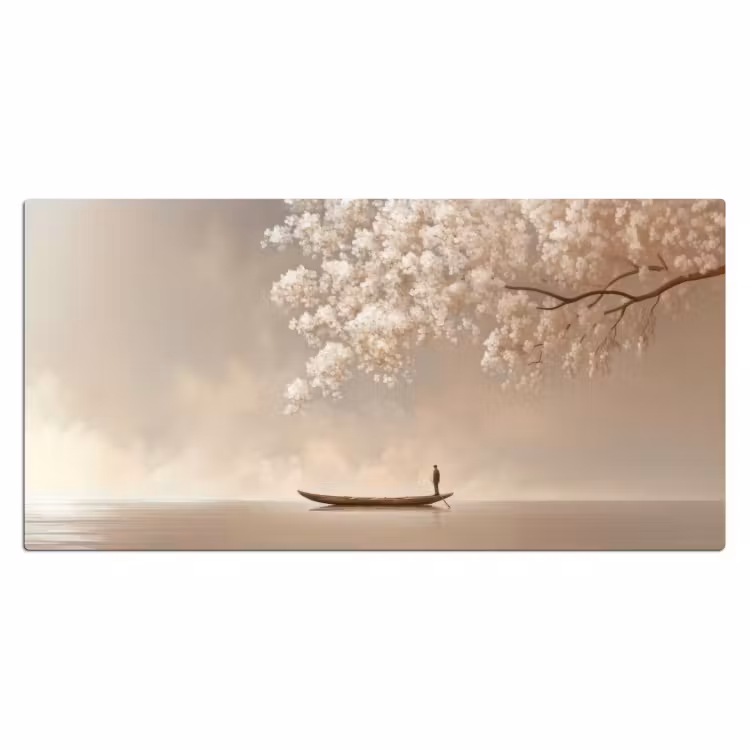 Bureau onderlegger - Bloesems - Wit - Boot - Minimalistisch — 2
