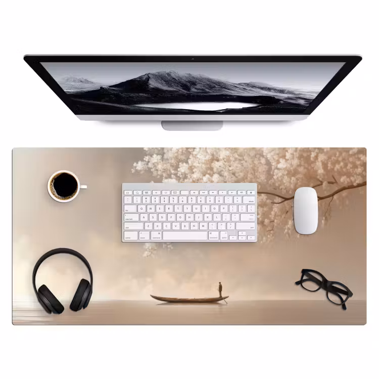 Bureau onderlegger - Bloesems - Wit - Boot - Minimalistisch — 4