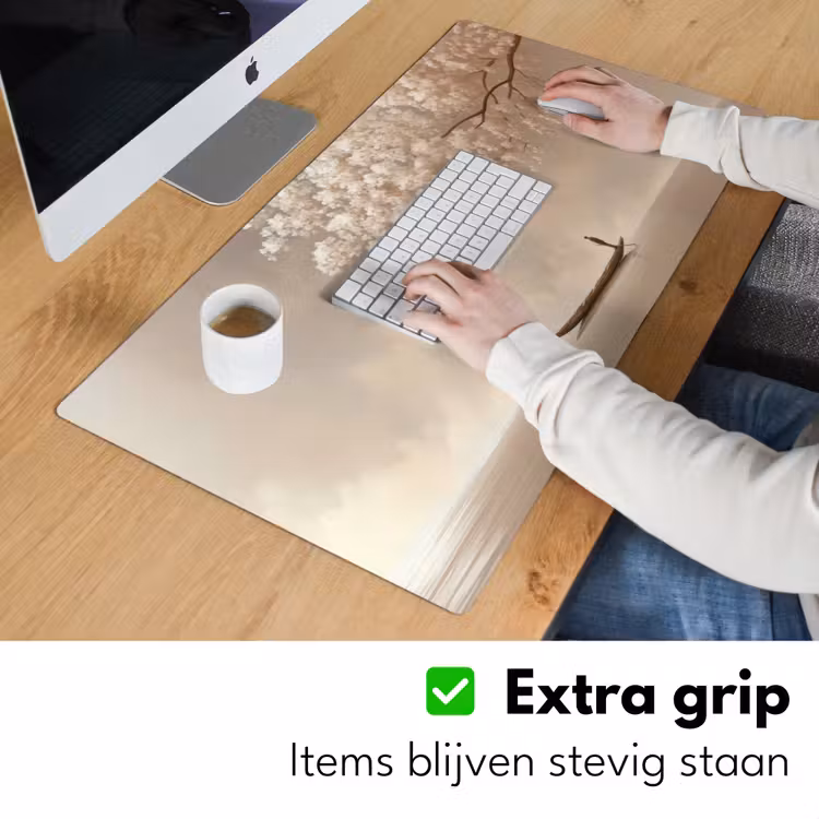 Bureau onderlegger - Bloesems - Wit - Boot - Minimalistisch — 6