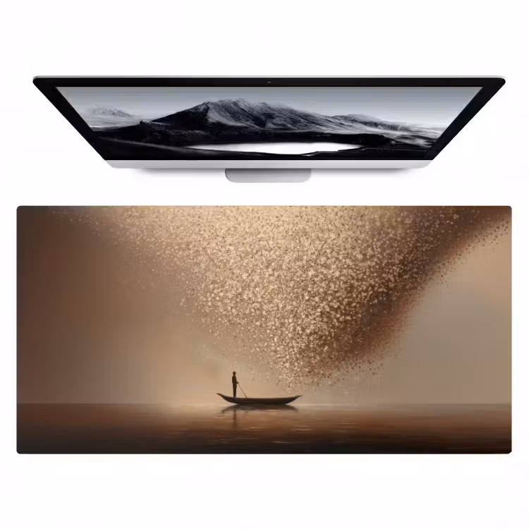 Bureau onderlegger - Bootje - Blaadjes - Goud - Water — 1