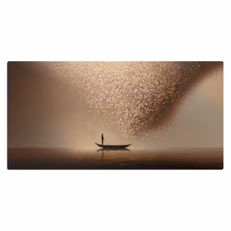 Bureau onderlegger - Bootje - Blaadjes - Goud - Water — 2