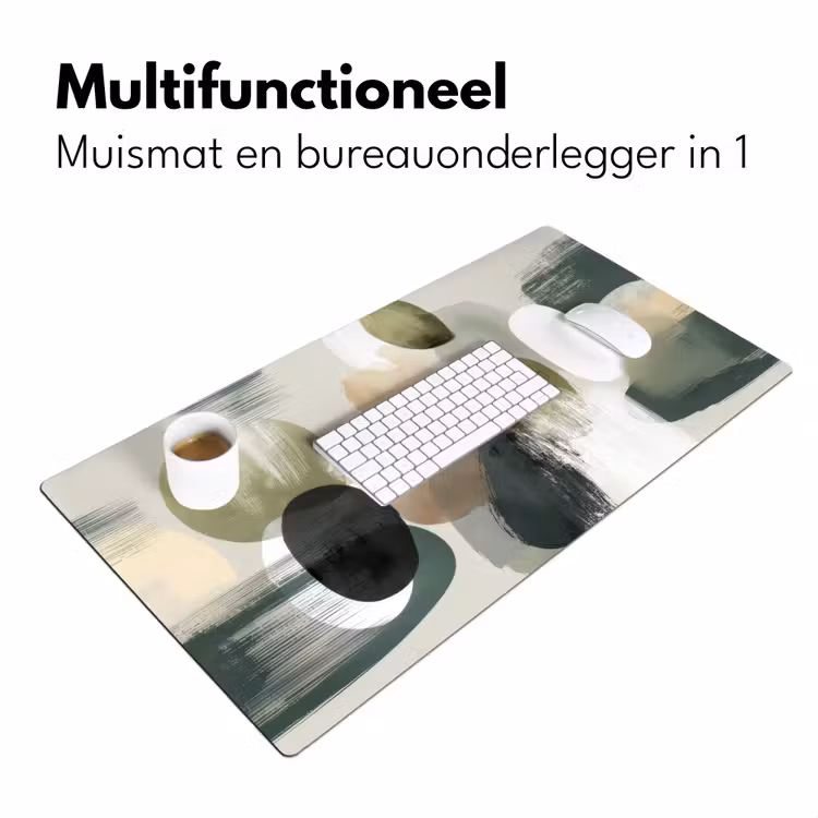 Bureau onderlegger - Minimalistisch - Cirkels - Penseelstreken - Beige — 7