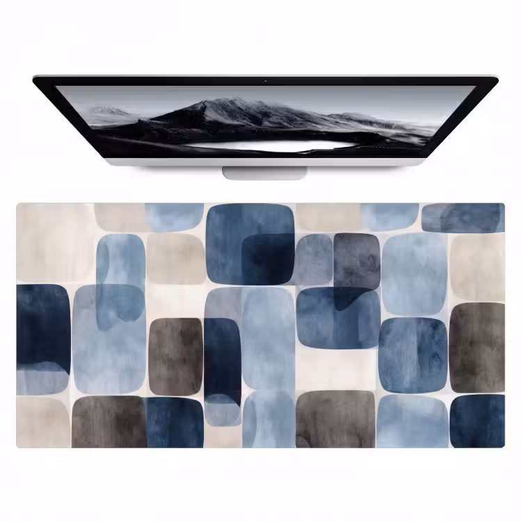 Bureau onderlegger - Patroon - Blauw - Vierkanten — 1