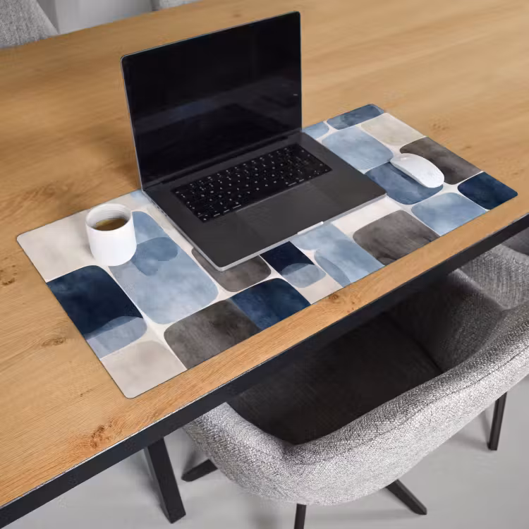 Bureau onderlegger - Patroon - Blauw - Vierkanten — 3