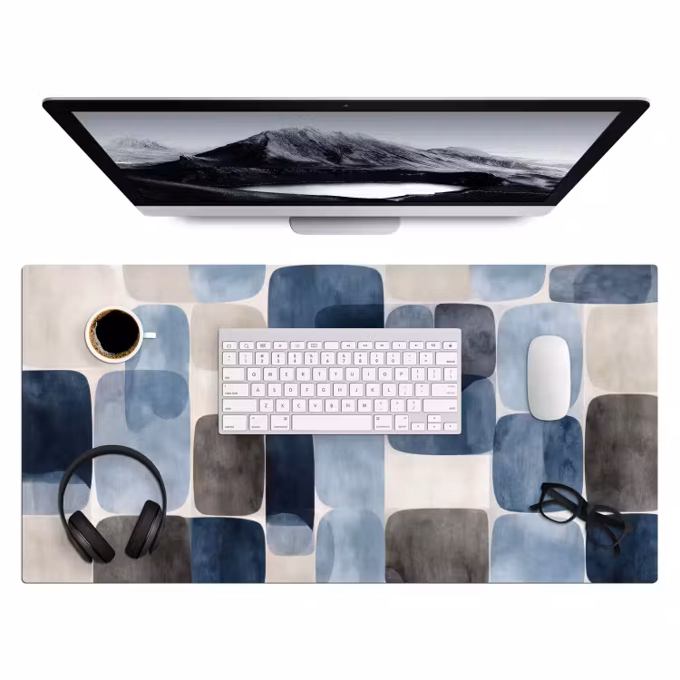 Bureau onderlegger - Patroon - Blauw - Vierkanten — 4
