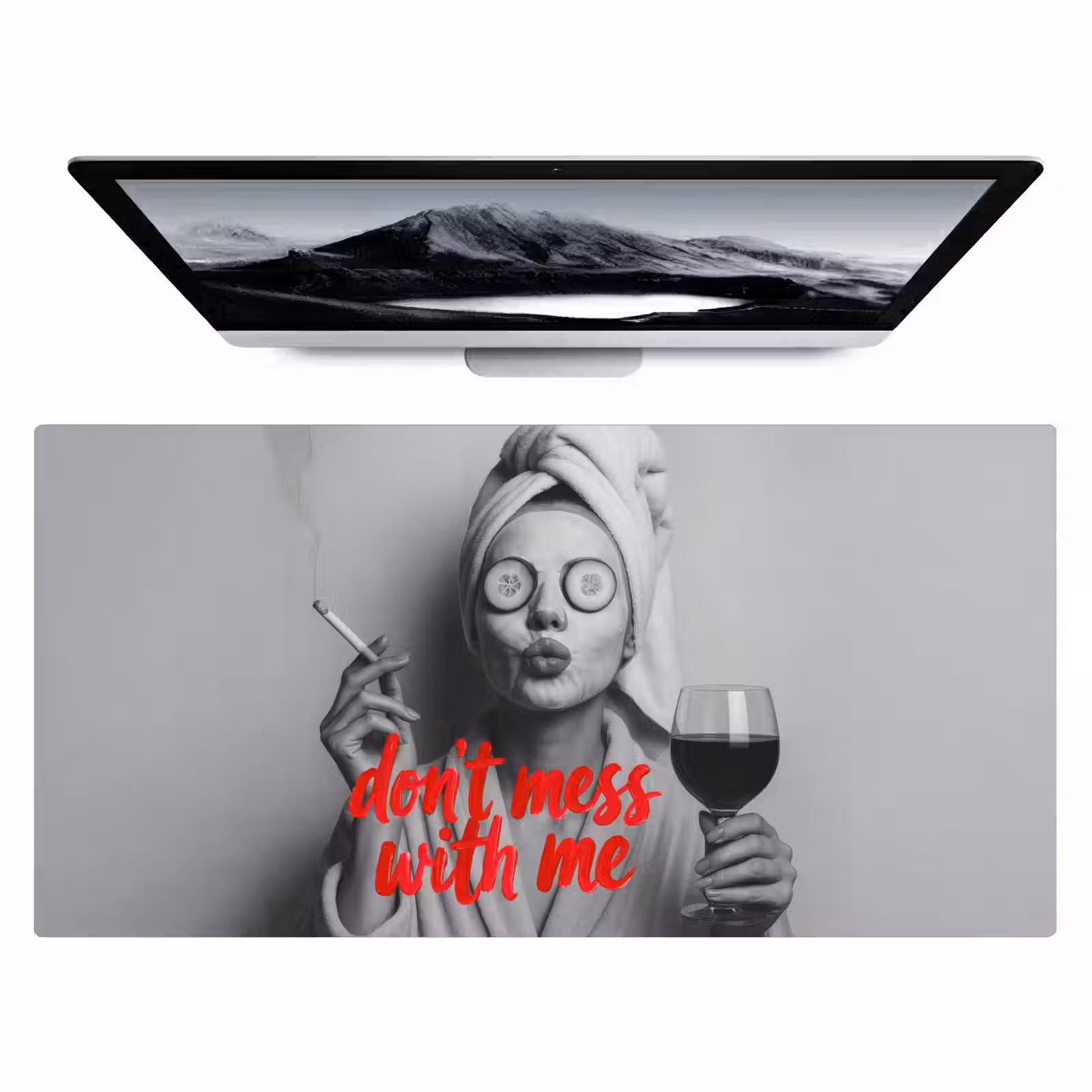 Bureau onderlegger - Don't mess with me - Wijn - Vrouw - Sigaret — 1