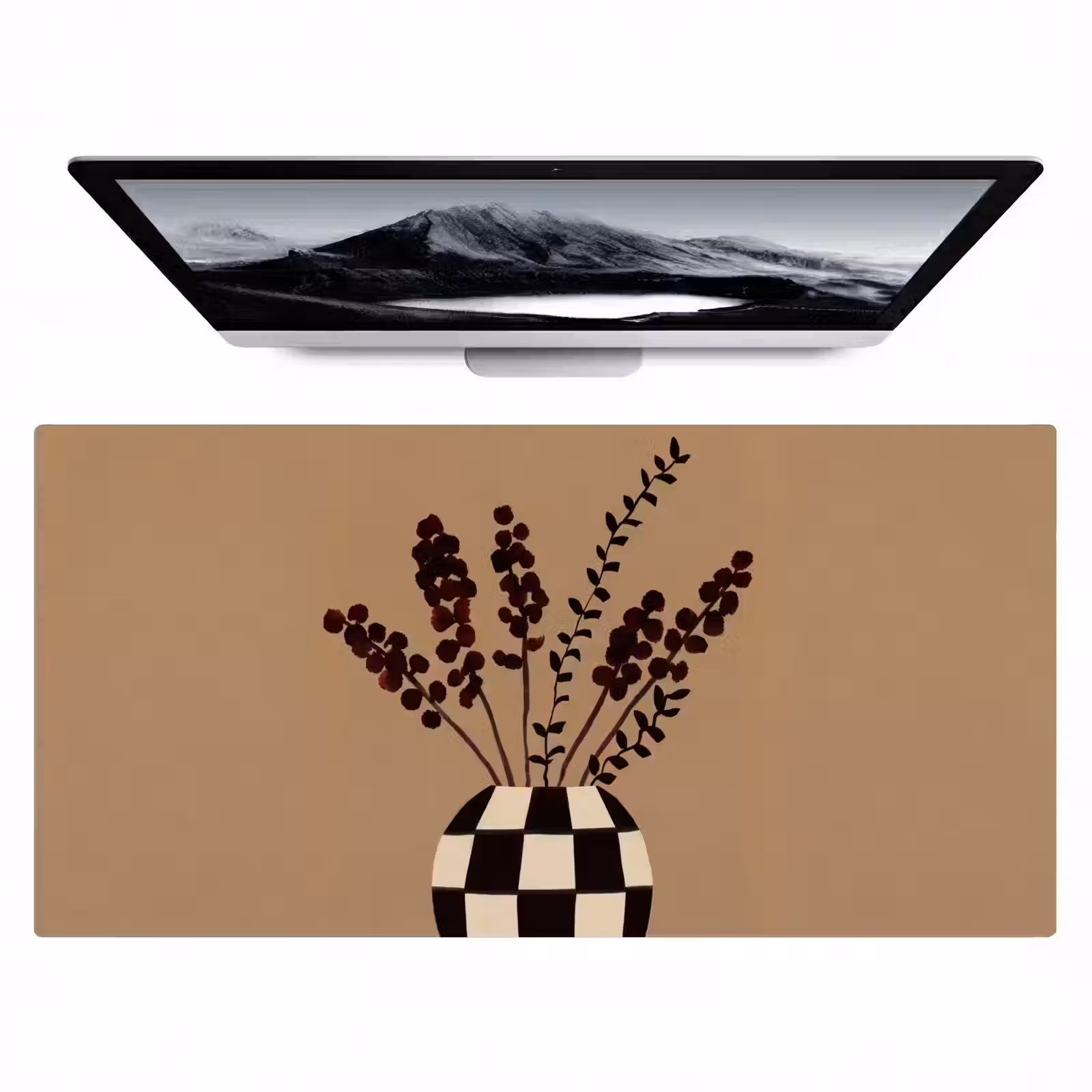 Bureau onderlegger - Minimalistisch - Vaas - Bloemen - Bruin — 1