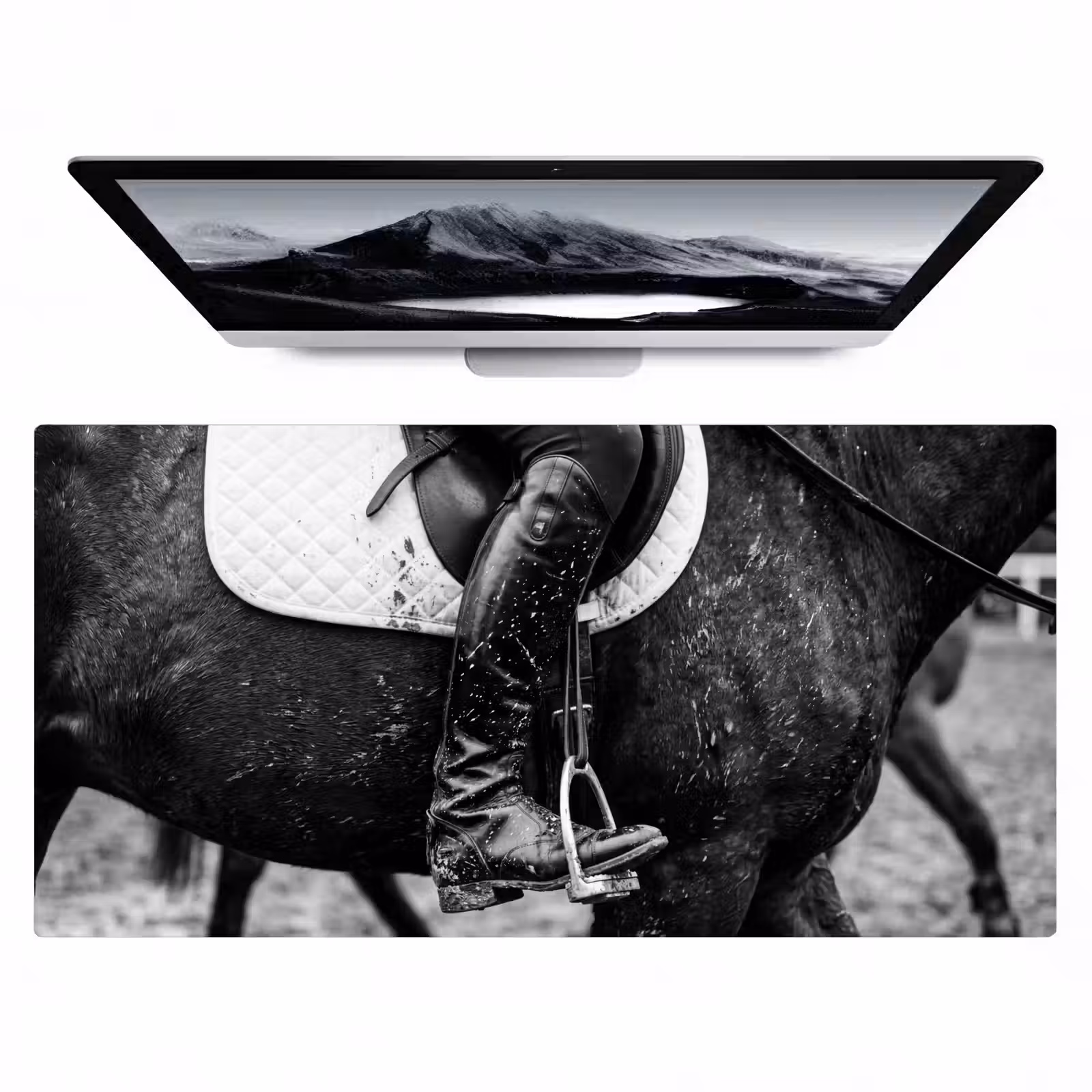 Bureau onderlegger - Paard - Sport - Zwart - Wit — 1