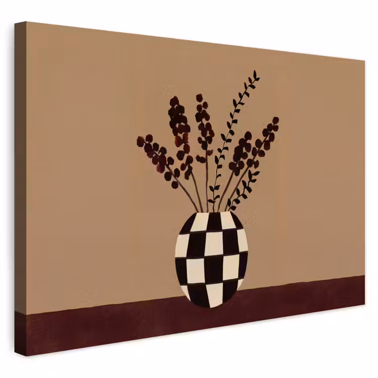 Buiten canvas - Minimalistisch - Vaas - Bloemen - Bruin — 1