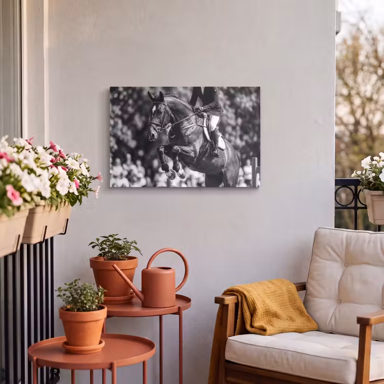 Buiten canvas - Springen - Paard - Zwart - Wit — 4