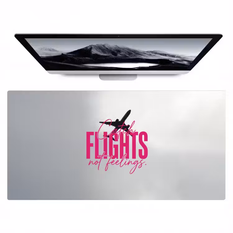 Bureau onderlegger - Catch flights not feelings - Vliegtuig - Roze — 1