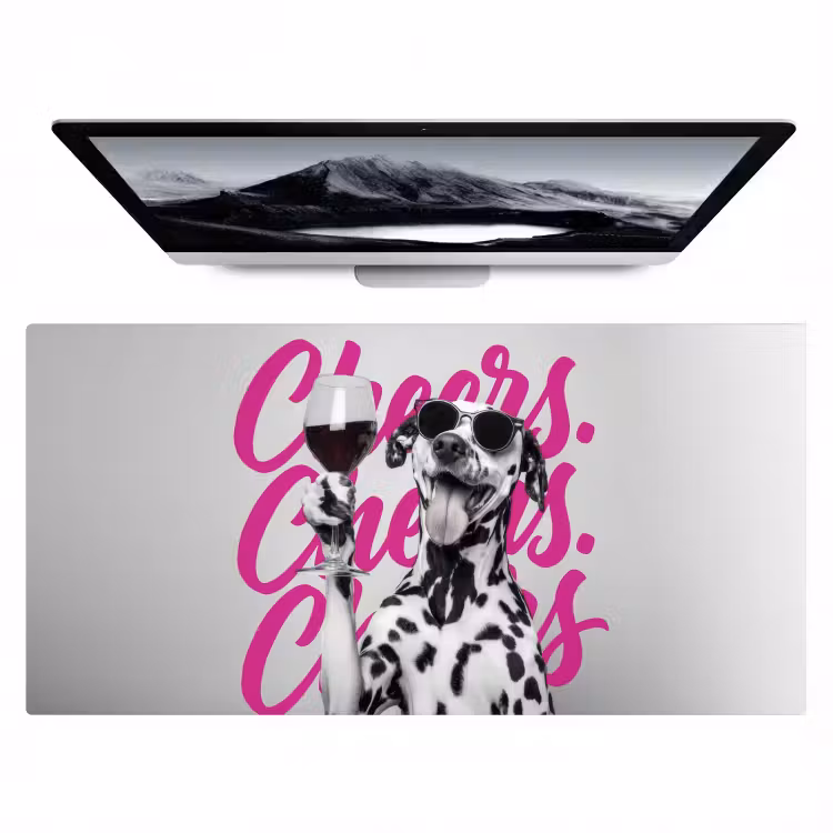 Bureau onderlegger - Cheers - Hond - Roze - Wijn — 1