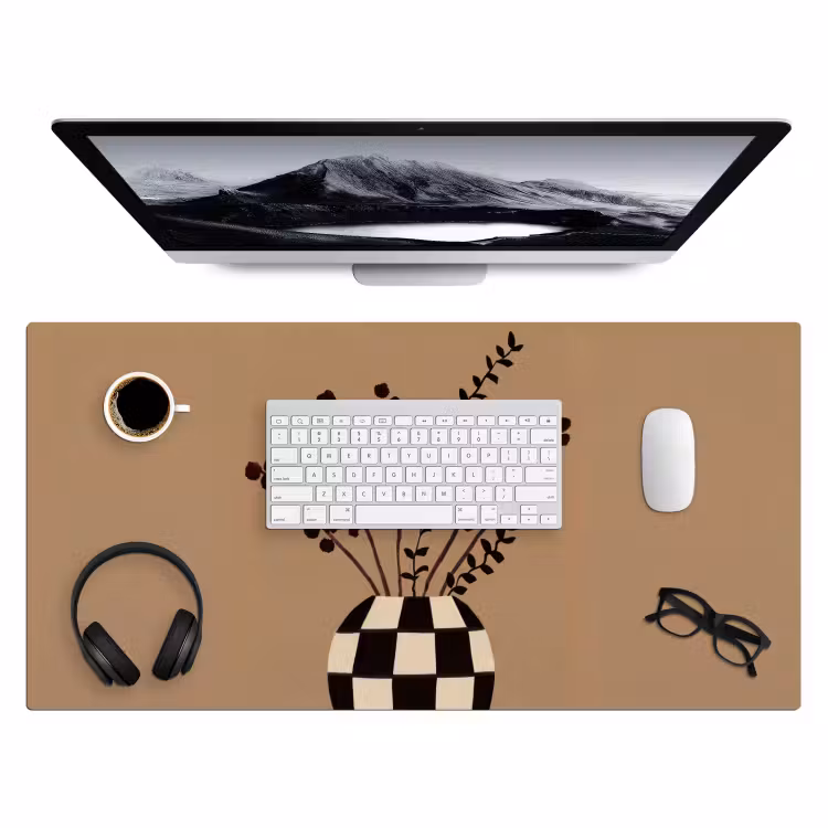 Bureau onderlegger - Minimalistisch - Vaas - Bloemen - Bruin — 4