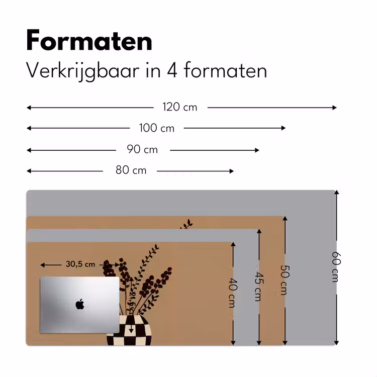 Bureau onderlegger - Minimalistisch - Vaas - Bloemen - Bruin — 8