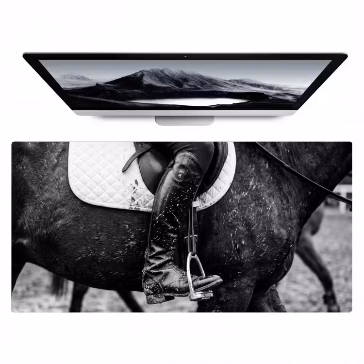 Bureau onderlegger - Paard - Sport - Zwart - Wit — 1