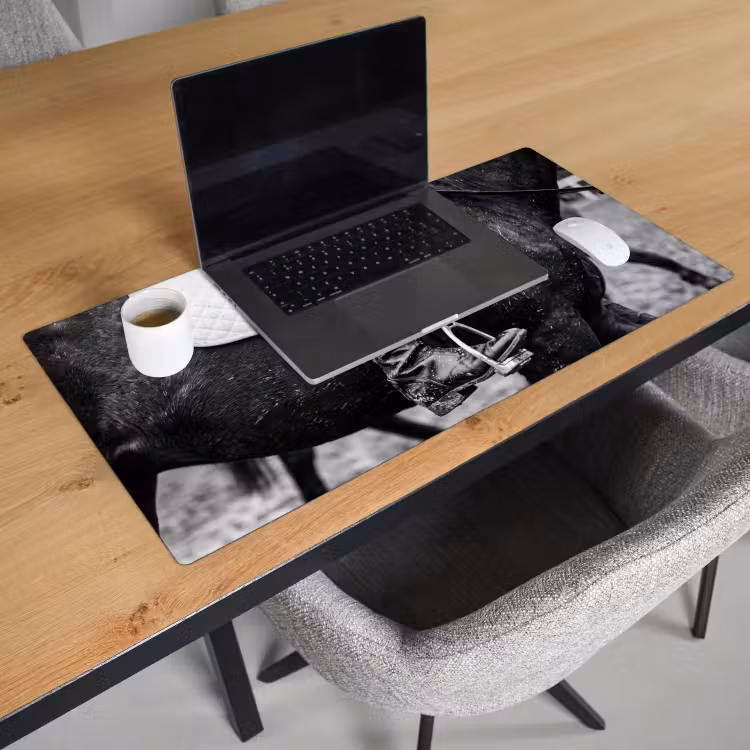 Bureau onderlegger - Paard - Sport - Zwart - Wit — 3