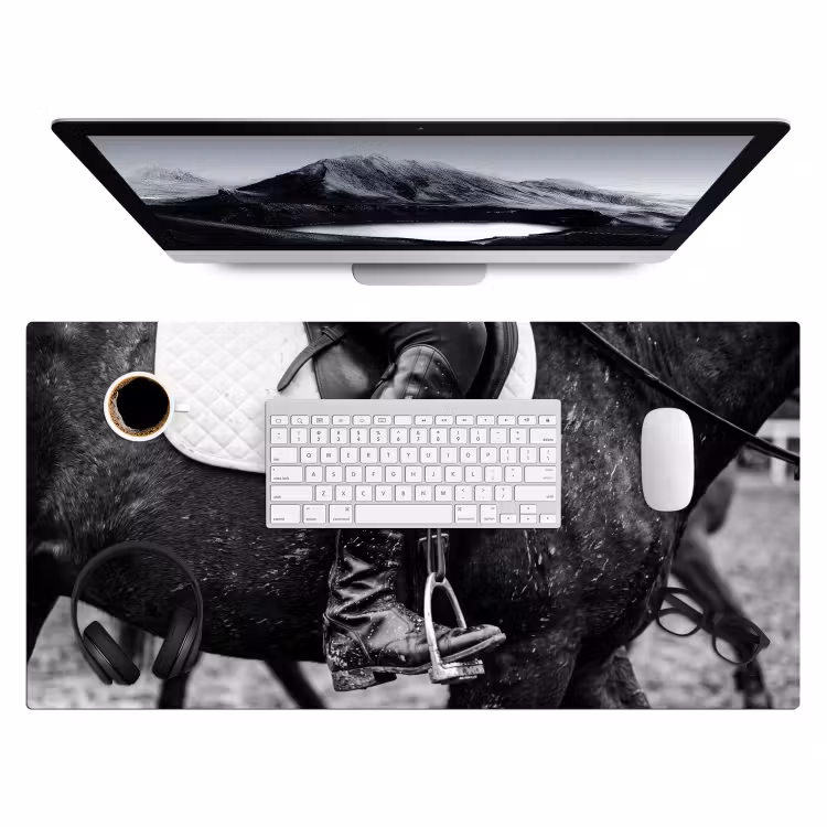 Bureau onderlegger - Paard - Sport - Zwart - Wit — 4