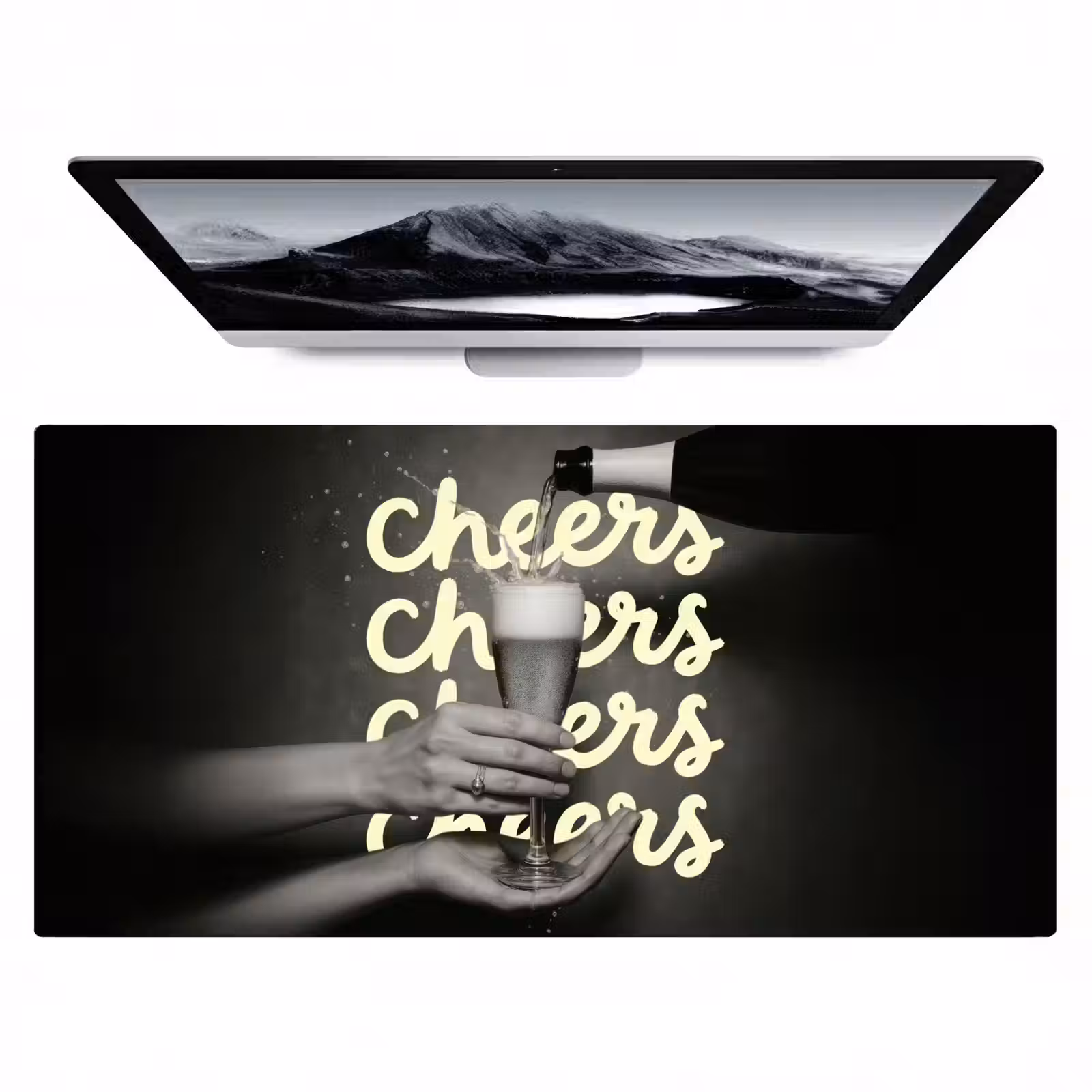 Bureau onderlegger - Cheers - Wijn - Zwart - Wit — 1