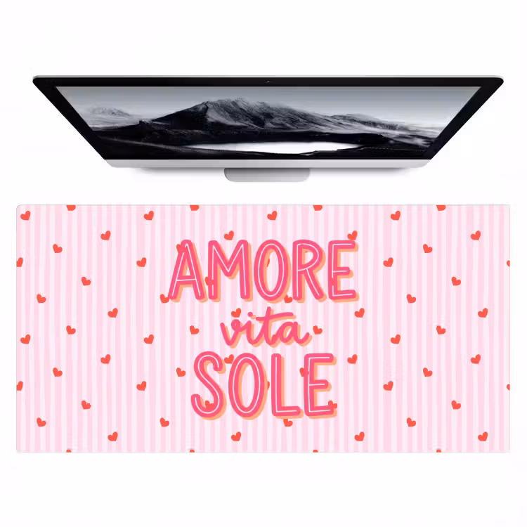 Bureau onderlegger - Amore vita sole - Roze - Hartjes — 1