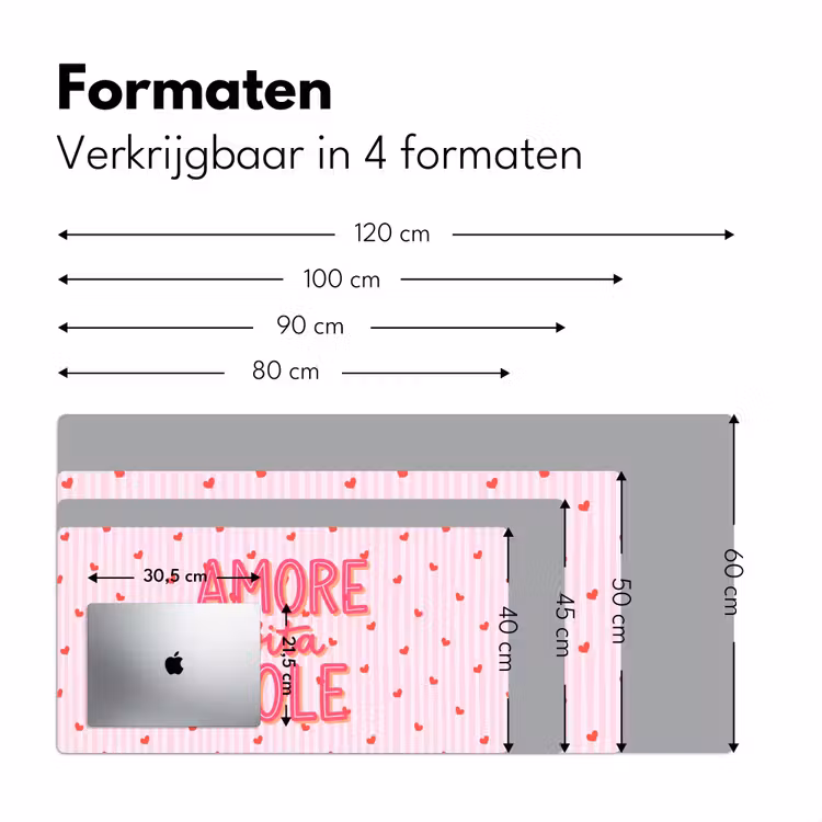 Bureau onderlegger - Amore vita sole - Roze - Hartjes — 8