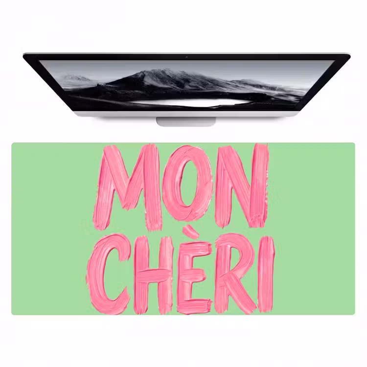 Bureau onderlegger - Mon cheri - Groen - Roze — 1
