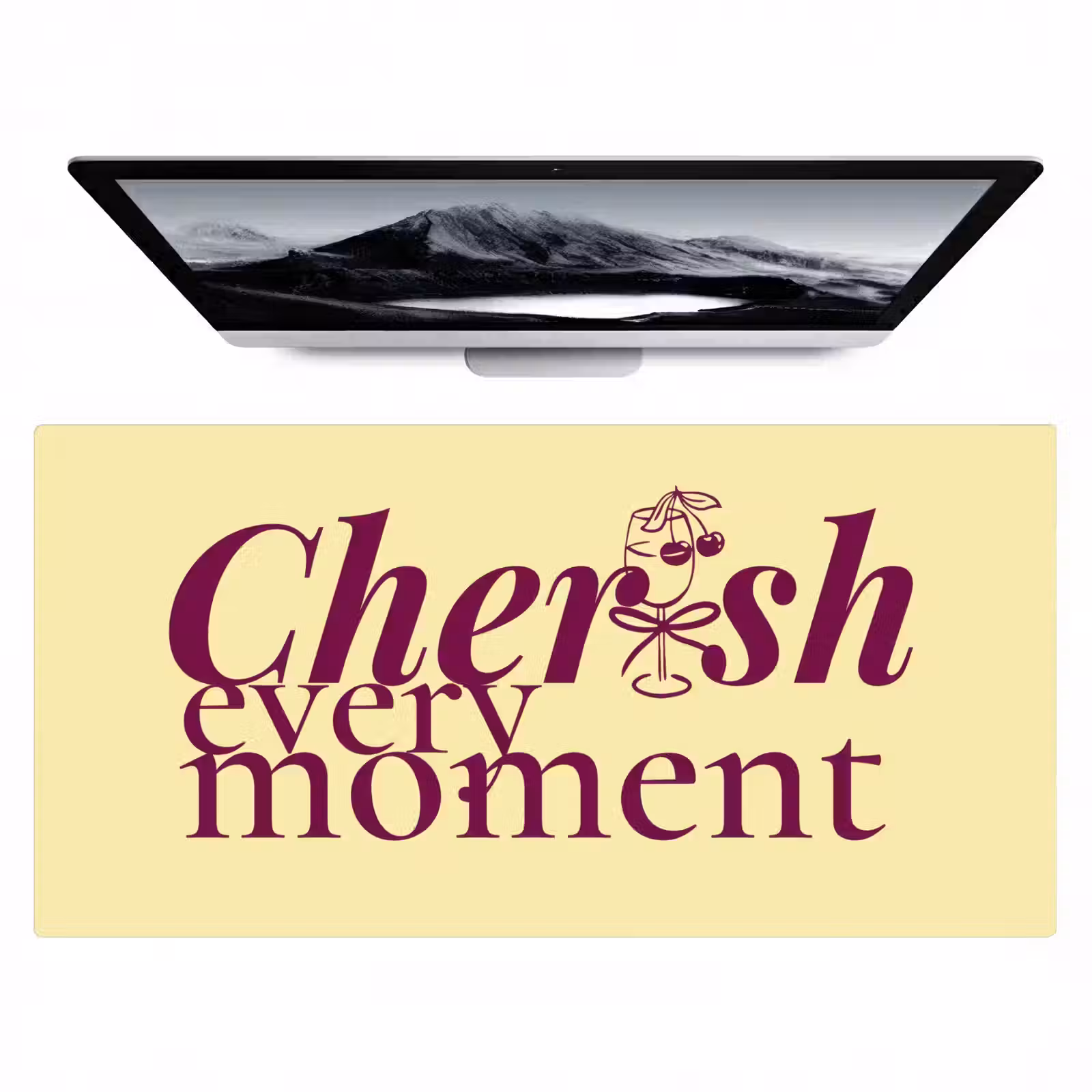 Bureau onderlegger - Cherish every moment - Cocktailglas - Geel — 1