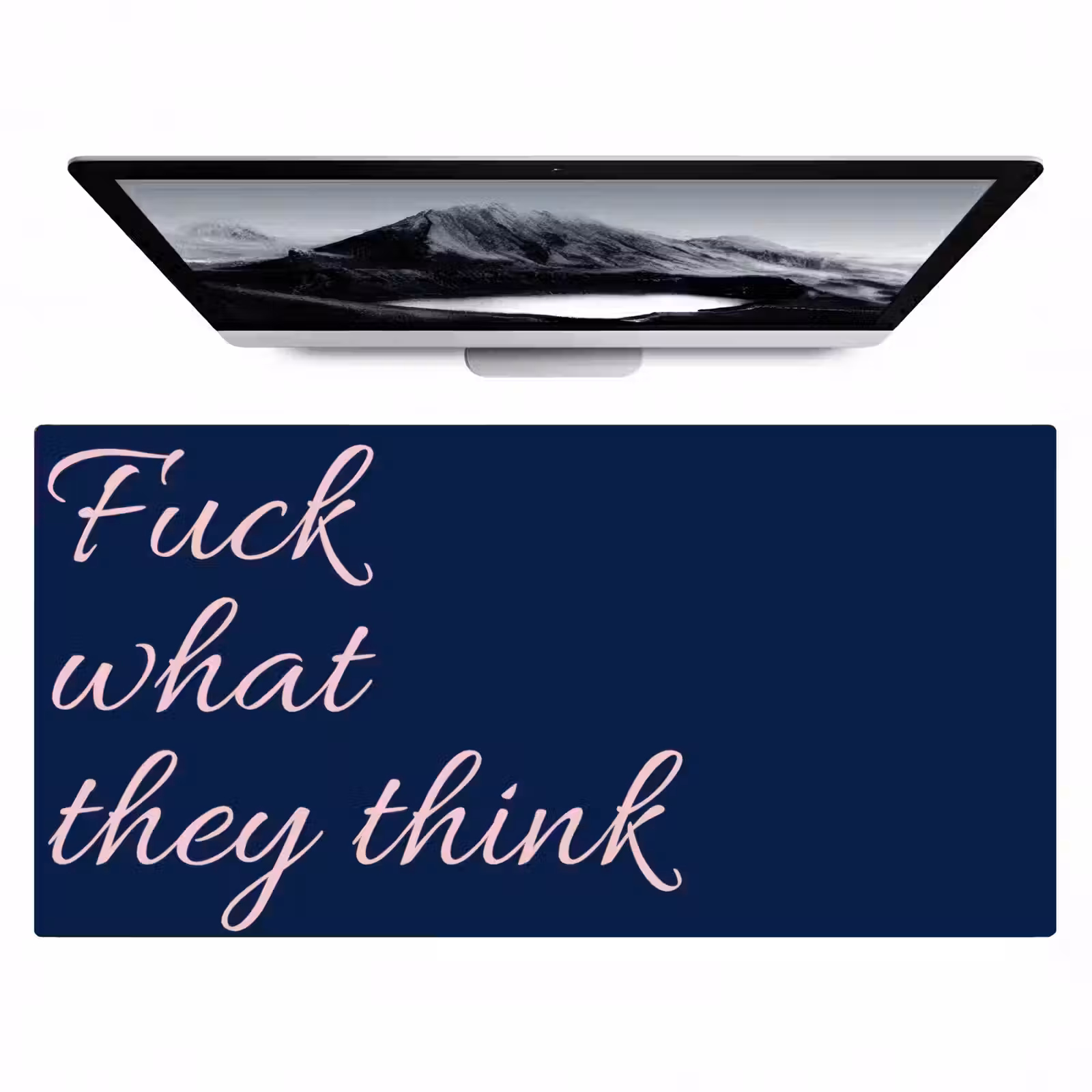 Bureau onderlegger - Fuck what they think - Blauw - Cursief — 1