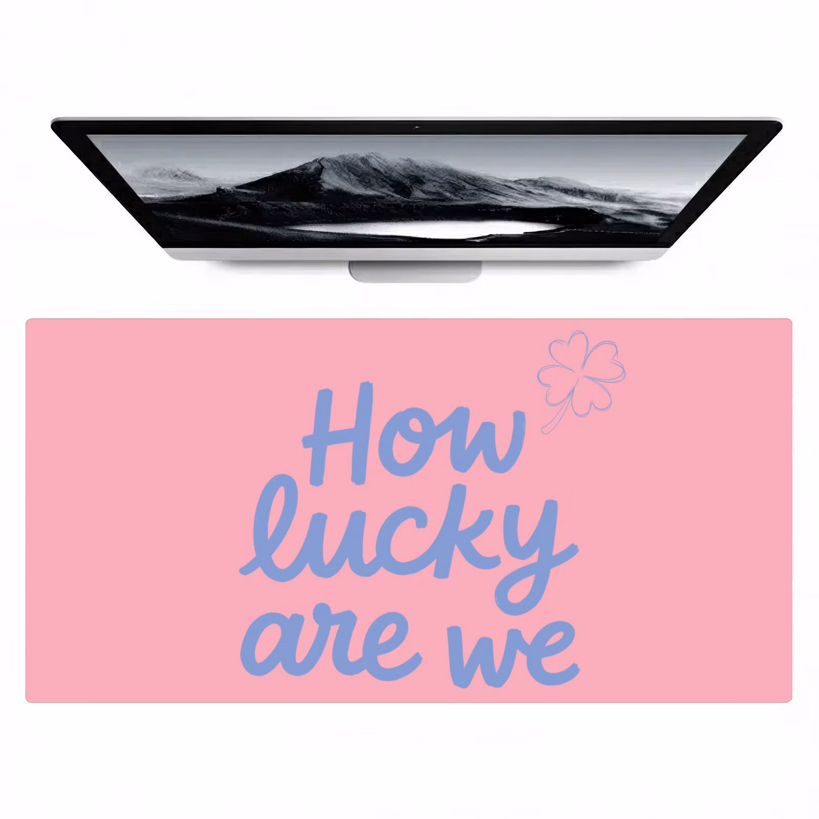 Bureau onderlegger - How lucky are we - Klavervier - Roze - Blauw — 1