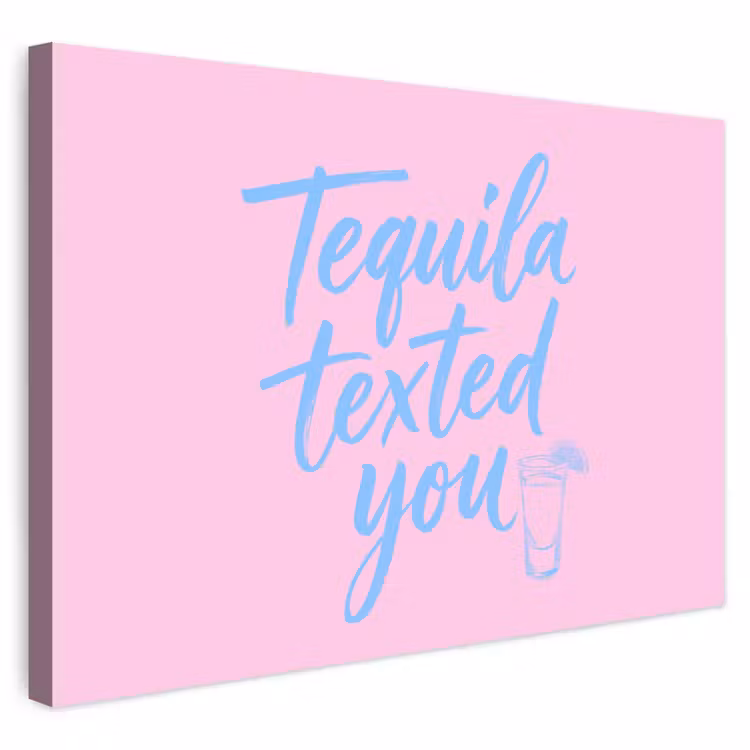 Buiten canvas - Tequila texted you - Roze - Blauw — 1
