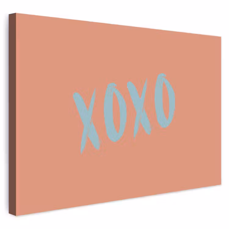 Buiten canvas - XOXO - Blauw - Perzikkleur — 1