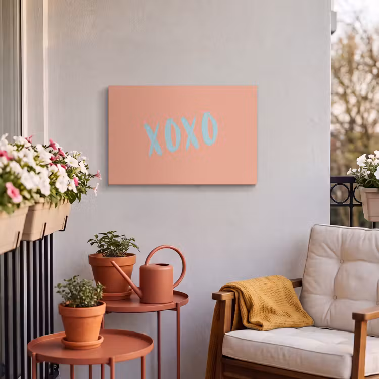 Buiten canvas - XOXO - Blauw - Perzikkleur — 4