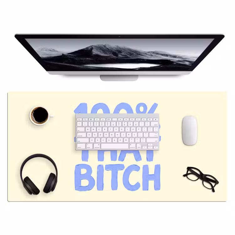 Bureau onderlegger - 100% that bitch - Blauw - Wit — 4
