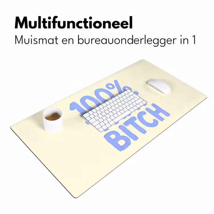 Bureau onderlegger - 100% that bitch - Blauw - Wit — 7
