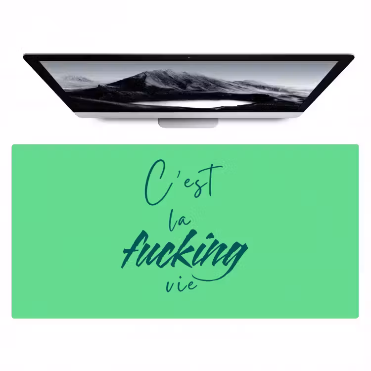 Bureau onderlegger - c'est la fucking vie - Groen - Penseelstijl — 1