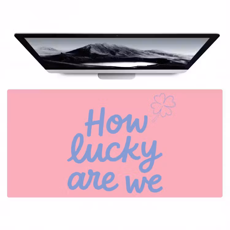 Bureau onderlegger - How lucky are we - Klavervier - Roze - Blauw — 1