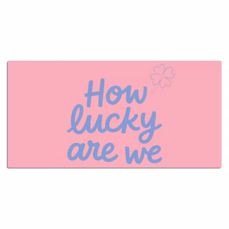 Bureau onderlegger - How lucky are we - Klavervier - Roze - Blauw — 2
