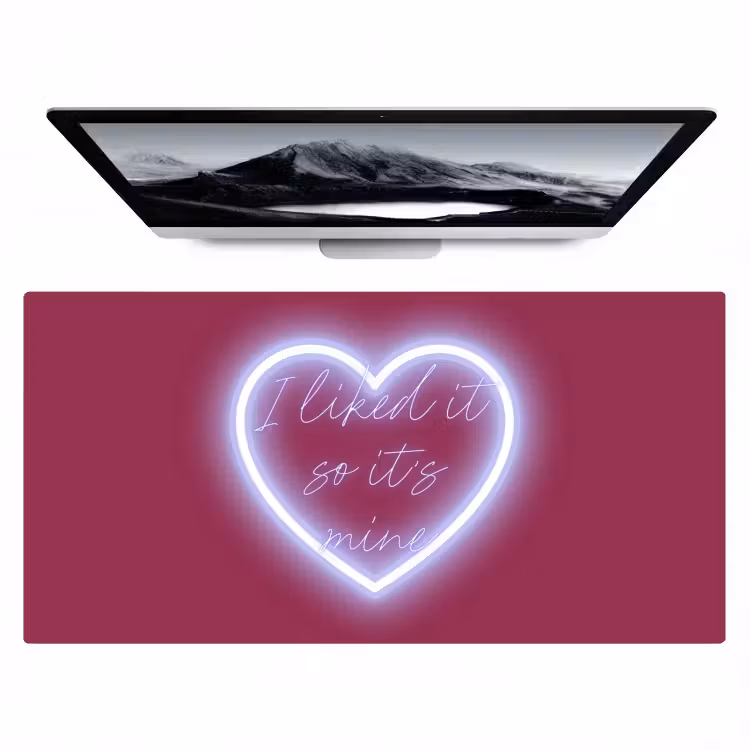 Bureau onderlegger - I liked it so it's mine - Neon hart - Roze — 1