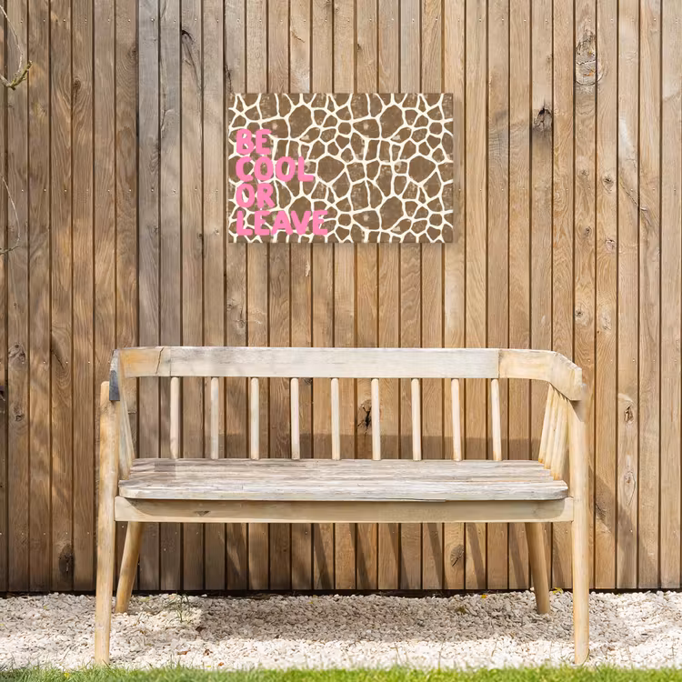 Buiten canvas - Tekst - Be cool or leave - Roze - Giraffenprint — 3