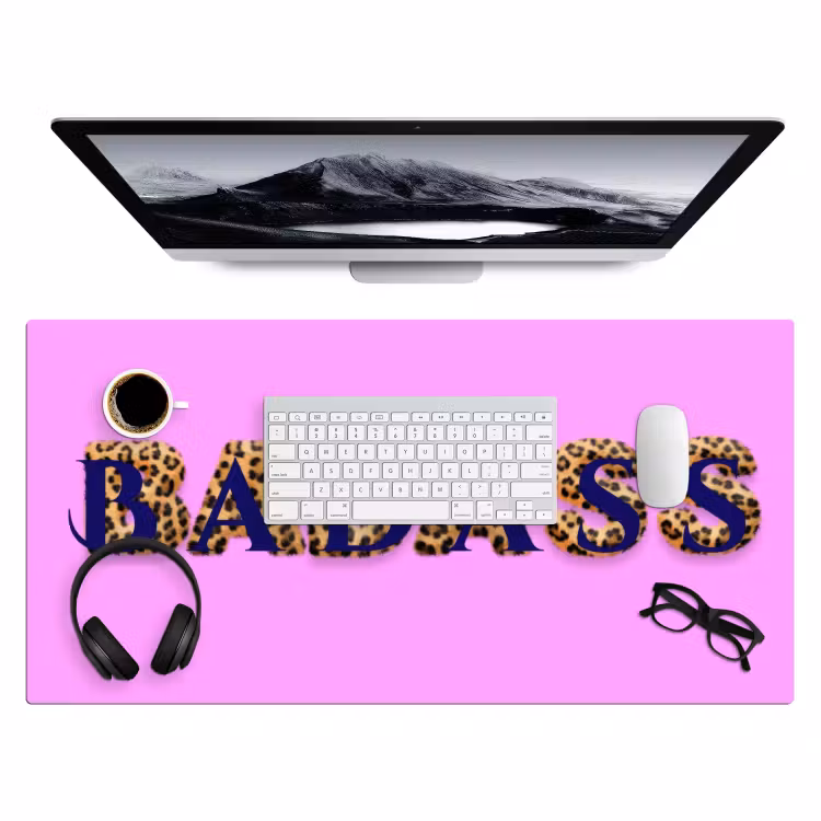 Bureau onderlegger - Felroze - Badass - Panterprint - Schaduw — 4