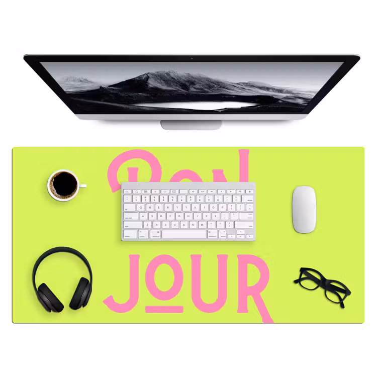 Bureau onderlegger - Groen - Roze bonjour - art-deco — 4