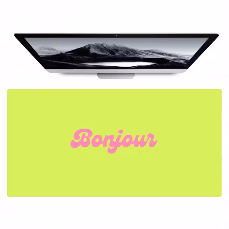 Bureau onderlegger - Groen - Roze bonjour - Retro — 1