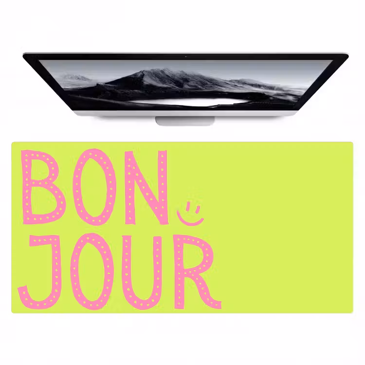 Bureau onderlegger - Groen - Smiley - Bonjour - Roze — 1