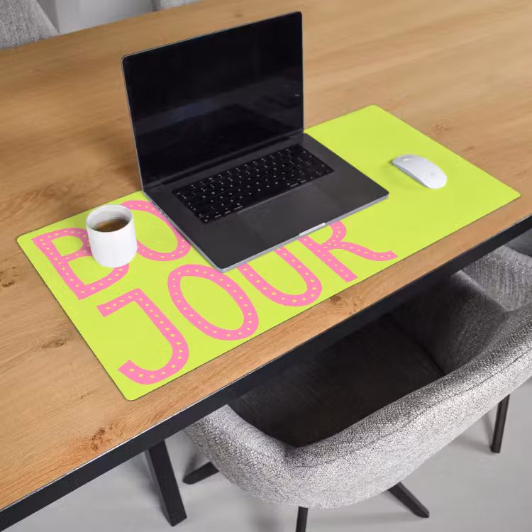 Bureau onderlegger - Groen - Smiley - Bonjour - Roze — 3