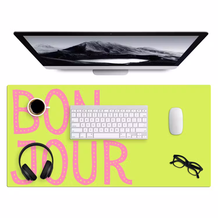 Bureau onderlegger - Groen - Smiley - Bonjour - Roze — 4