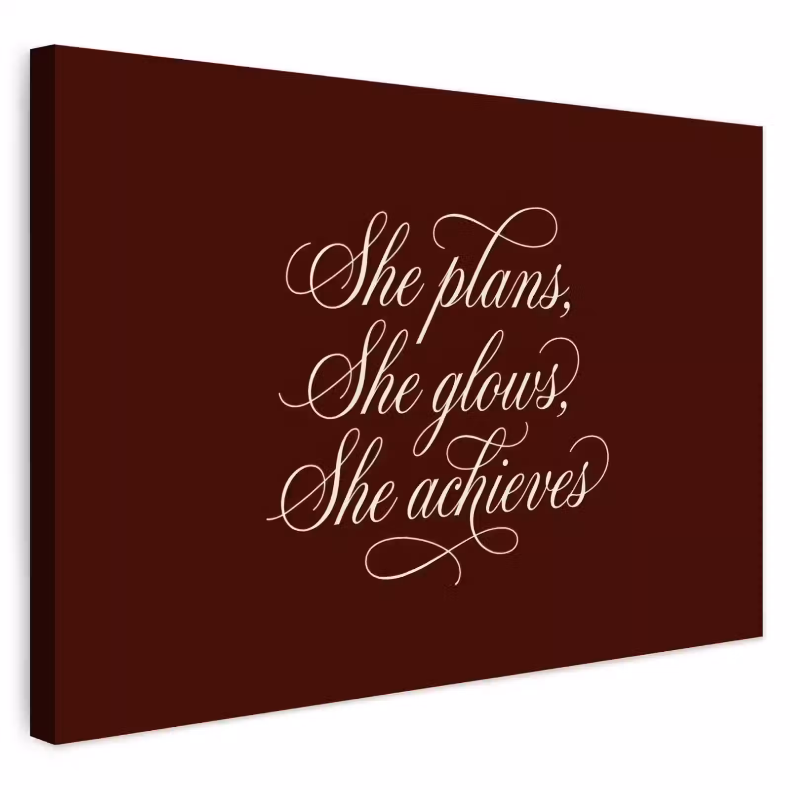 Buiten canvas - She plans she glows she achieves - Rood - Cursief — 1