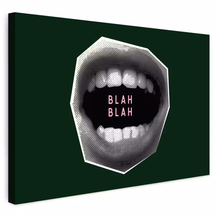 Buiten canvas - Mond - Groen - Illustratie - BLAH BLAH — 1